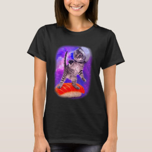 猫がいる銀河フライング寿司宇宙キティーアドベンチャー Tシャツ