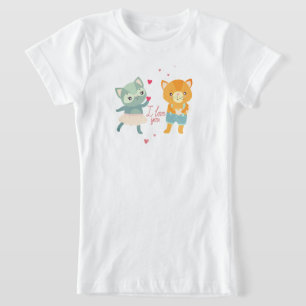猫がいる"I Love You"ポストカード   かわいいロマンティックな猫 Tシャツ