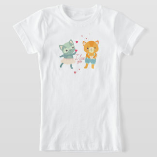 猫がいる"I Love You"ポストカード | かわいいロマンティックな猫 Tシャツ
