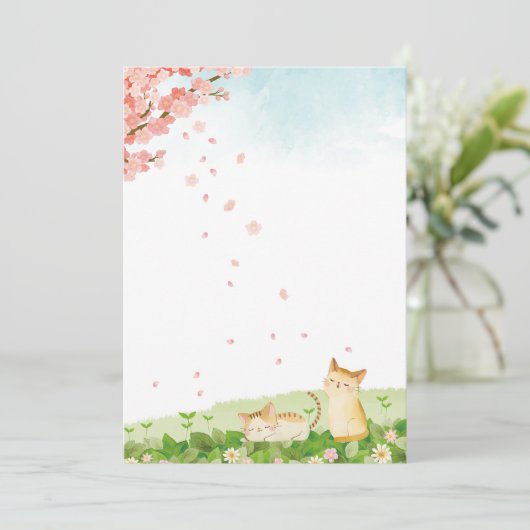 猫がおもしろいさくらんぼの下で歌う シーズンカード (スタンド正面)