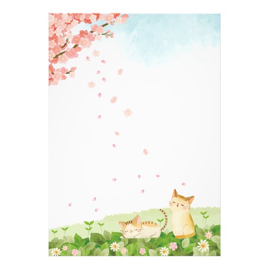 猫がおもしろいさくらんぼの下で歌う フォトプリント            (正面)