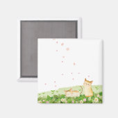 猫がおもしろいさくらんぼの下で歌う マグネット (正面/裏面)
