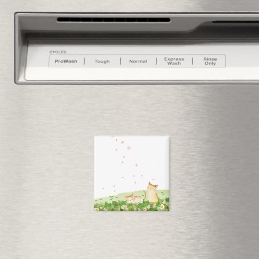 猫がおもしろいさくらんぼの下で歌う マグネット (インサイチュ (食洗機))