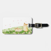 猫がおもしろいさくらんぼの下で歌う ラゲッジタグ (正面横)