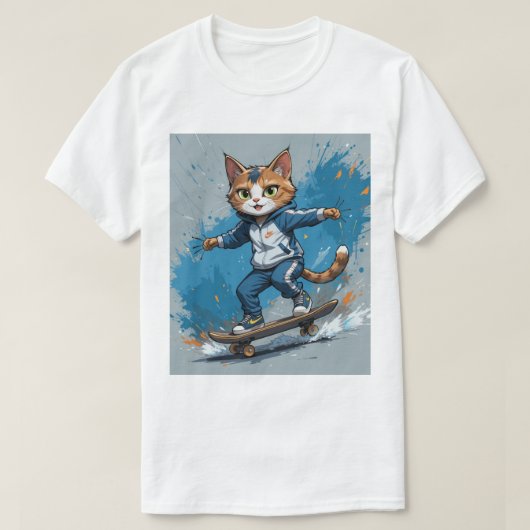 猫がおもしろいを持つ Tシャツ (デザイン正面)
