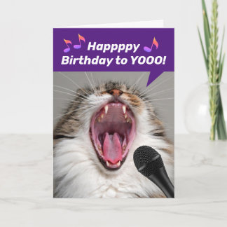 猫がおもしろい大声で誕生日の歌を歌う カード