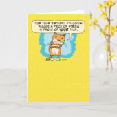 猫がおもしろい文字列の誕生日をウィグル カード (黄色い花)