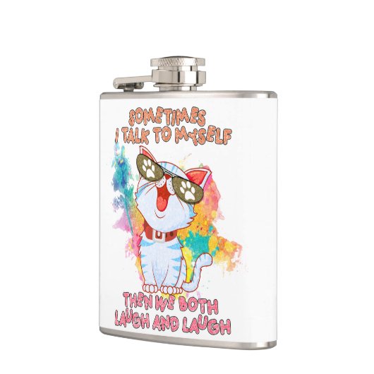 猫がおもしろい独り言を言うかわいいユーモアのある猫 フラスク (左)