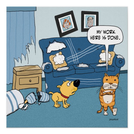 猫がおもしろい部屋のポスターを引き締める ポスター (正面)