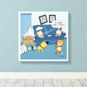 猫がおもしろい部屋を引き裂くキャンバスプリント キャンバスプリント (インサイチュ (ウッドフロア))