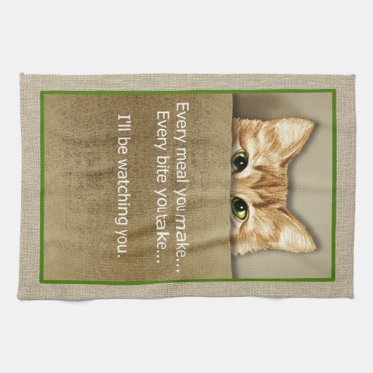 猫がお前の歌のパロディを見る キッチンタオル (横)