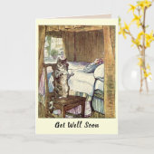 猫がお茶を出すのが早くなる カード (黄色い花)