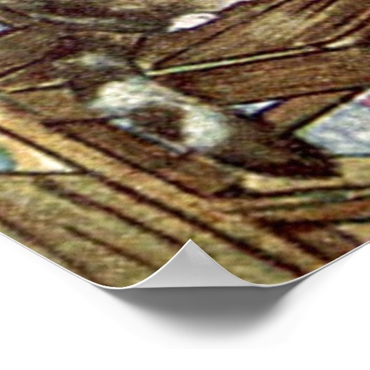 猫がお茶を出す ポスター (角)