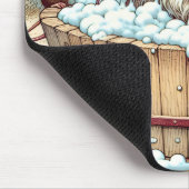 猫がお風呂に入る マウスパッド (コーナー)