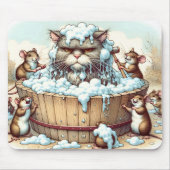 猫がお風呂に入る マウスパッド (正面)