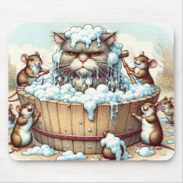 猫がお風呂に入る マウスパッド