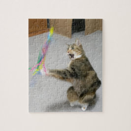猫がじゃれ合いおもちゃパズルを攻撃 ジグソーパズル