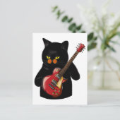猫がアコースティックギターを弾く クールなミュージシャン ギタリスト ポストカード (スタンド正面)
