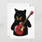 猫がアコースティックギターを弾く クールなミュージシャン ギタリスト ポストカード (正面/裏面)