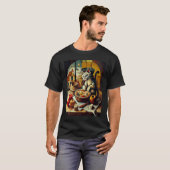 猫がアップルパイを料理 Tシャツ (正面フル)