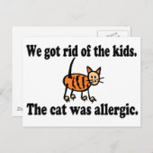 猫がア得レルギーを持っていた子供たちを追い払った ポストカード (正面/裏面)