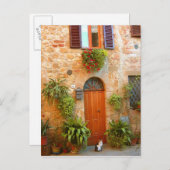 猫がイタリアのピエンツァに入ろうとする。 ポストカード (正面/裏面)