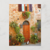 猫がイタリアのピエンツァに入ろうとする。 ポストカード (正面)