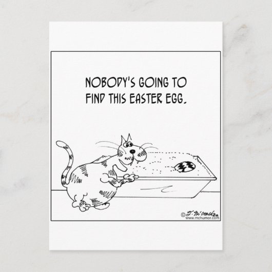 猫がイースターの卵を隠す シーズンポストカード (正面)