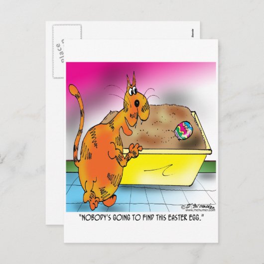 猫がイースターの卵を隠す シーズンポストカード (正面/裏面)