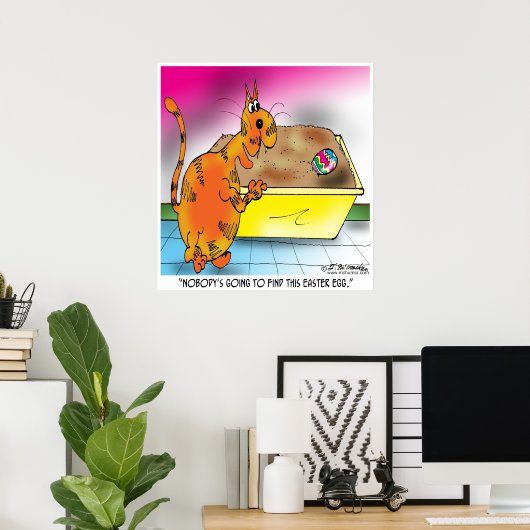 猫がイースターの卵を隠す ポスター (ホームオフィス)