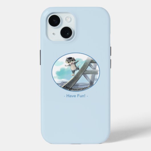 猫がエッフェル塔を滑る – パリの楽しみタフケース Case-Mate iPhoneケース (裏面)