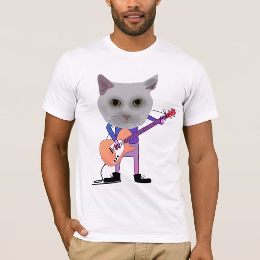 猫がエレキギターを演奏するTシャツ Tシャツ (正面)
