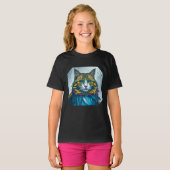 猫がカナリアの羽を食べた | カラフルな肖像画アート Tシャツ (正面フル)