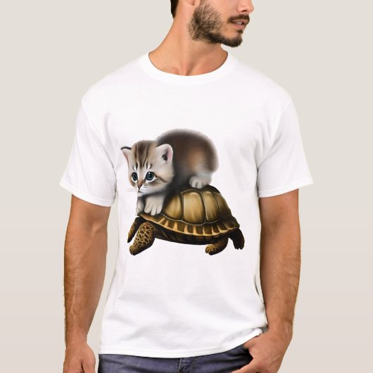 猫がカメに乗る コピー コピー Tシャツ (正面)