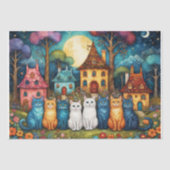 猫がカラフル切り離す村の風景 薄葉紙 (正面)