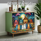 猫がカラフル切り離す村の風景 薄葉紙