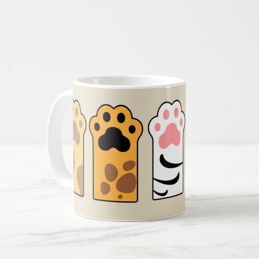 猫がカラフル足を踏む コーヒーマグカップ (正面左)