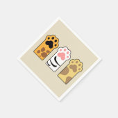 猫がカラフル足を踏む スタンダードカクテルナプキン (角)