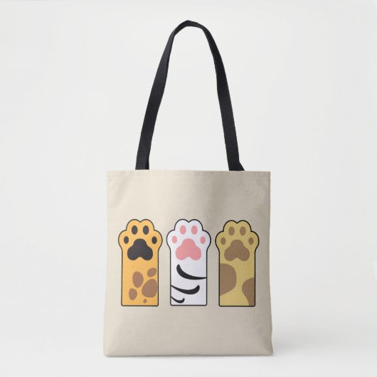 猫がカラフル足を踏む トートバッグ (正面)