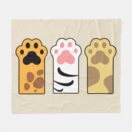 猫がカラフル足を踏む フリースブランケット (正面(横))