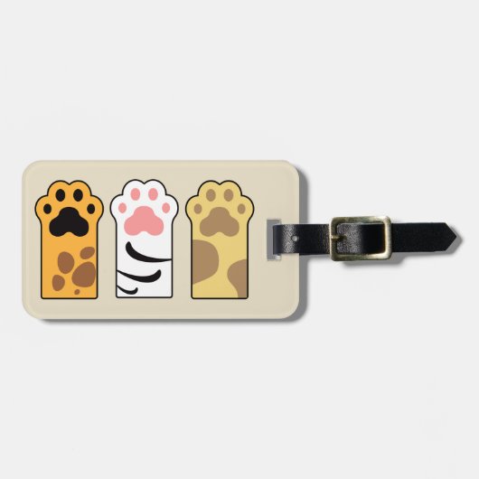 猫がカラフル足を踏む ラゲッジタグ (正面横)
