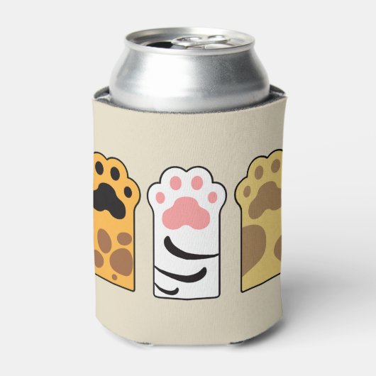 猫がカラフル足を踏む 缶クーラー (缶正面)