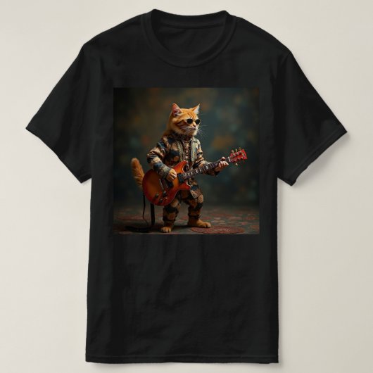猫がギターを弾く。 Tシャツ (デザイン正面)