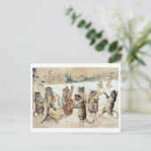 猫がクリスマスにキャロルを歌うヴィンテージルイワーイン ポストカード (スタンド正面)