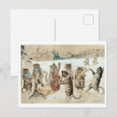 猫がクリスマスにキャロルを歌うヴィンテージルイワーイン ポストカード (正面/裏面)