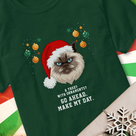 猫がクリスマスを間抜け作る Tシャツ
