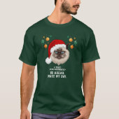 猫がクリスマスを間抜け作る Tシャツ (正面)