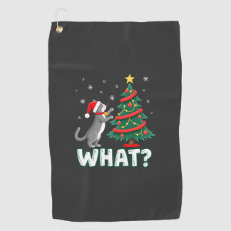 猫がクリスマスツリーを倒す面白い猫 Xma ゴルフタオル