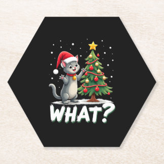 猫がクリスマスツリーを倒す 何が面白いの？ 猫のXma ペーパーコースター