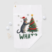 猫がクリスマスツリーを倒す 何が面白いの？ 猫のXmas ゴルフタオル (インサイチュ)